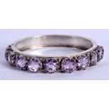 AN ART DECO SILVER AND AMETHYST BANGLE. 29 grams. 6 cm x 7 cm.