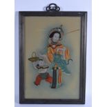 A PAIR OF CHINESE REVERSE PAINTED MIRRORS 20th Century. Image 35 cm x 48 cm.