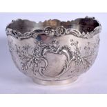 A 19TH CENTURY CONTINENTAL EMBOSSED SILVER SUGAR BOWL. 191 grams. 11 cm wide.
