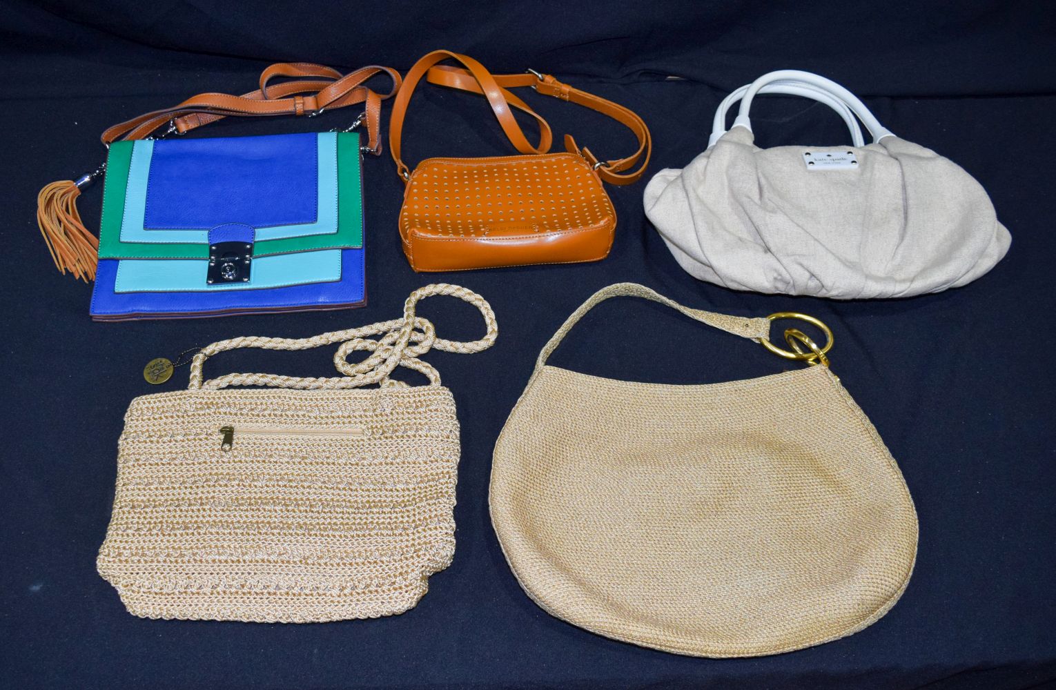 A collection of handbags including a Melie Bianco Vegan leather bag, Kate spade etc (5)