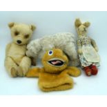 A vintage Deans Rag book Rabbit together with three other vintage soft toy animals