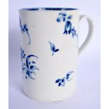 18th c. Worcester mug decorated in blue with the Gilliflower pattern, crescent mark. 12cm high