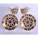 Royal Crown Derby imari pattern 1128 two cups and saucers. Cup 7cm high, Saucer 14.5cm wide (4)