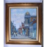 Miguel Nunez (C1992) Oil on canvas, Street scene. Image 60 cm x 50 cm.