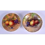 Royal Worcester pin tray painted with fruit by Bryan Cox, signed, date code 1952 and a Royal Worcest