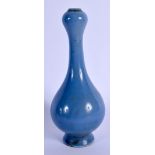 A CHINESE BLUE GLAZED PORCELAIN VASE 20th Century. 17.5 cm high.