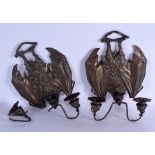 A PAIR OF CONTEMPORARY BAT WALL SCONCES. 38 cm x 19 cm.