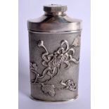 A RARE 19TH CENTURY CHINESE EXPORT SILVER TALCUM POWDER FLASK C1900, by Luen Wo, decorated with flow