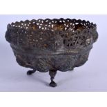 AN ANTIQUE INDO TIBETAN SILVER PIERCED BOWL decorated with buddhistic figures. 149 grams. 7.5 cm x 1