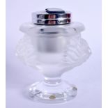 A FRENCH LALIQUE GLASS TABLE LIGHTER. 11 cm x 9 cm.