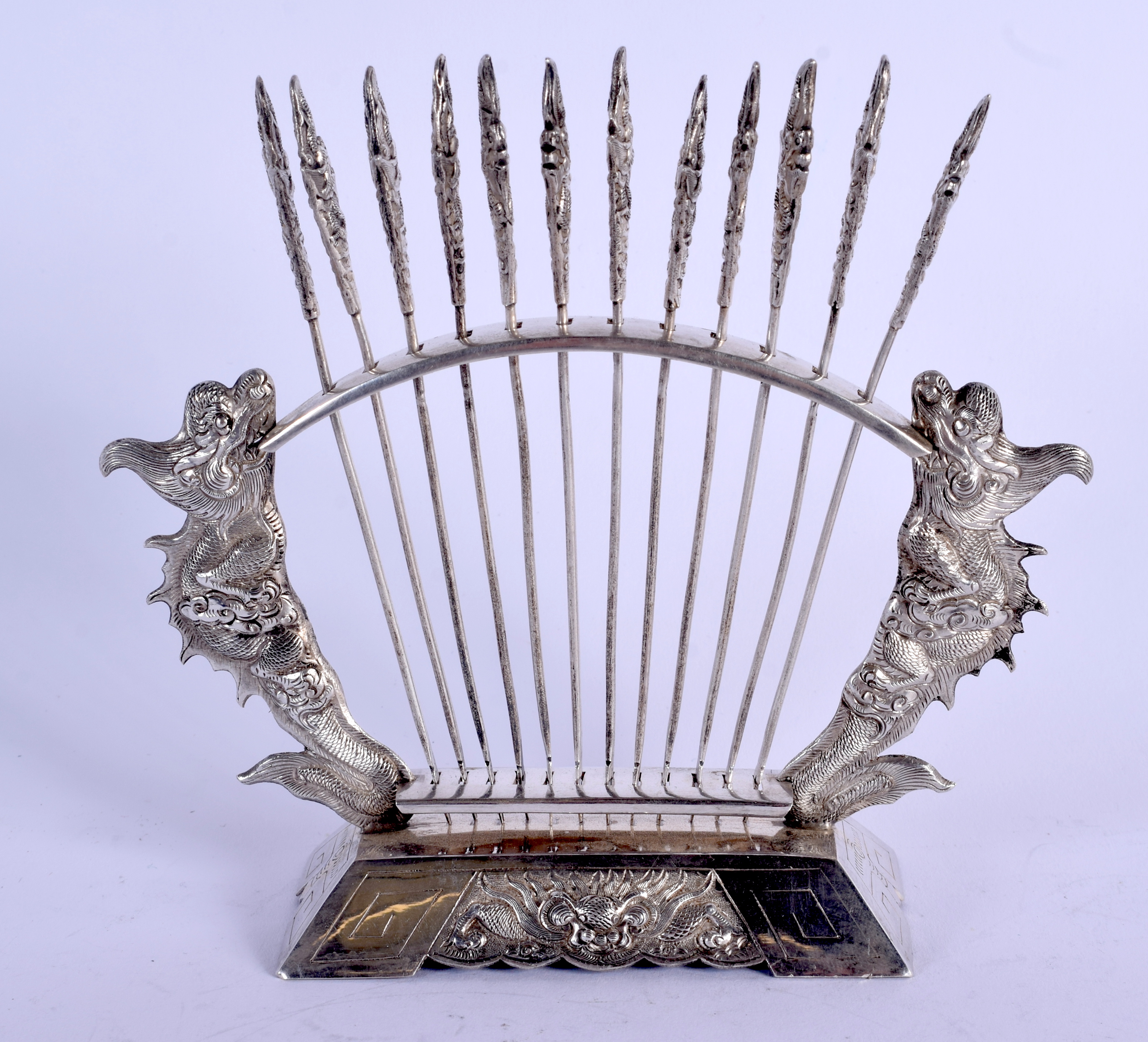 A VIETNAMESE SILVER TOOTH PICK HOLDER. 99 grams. 12 cm x 14 cm. - Image 2 of 4