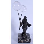 A CONTEMPORARY BRONZE BALLOON HOLDER. 18 cm high.