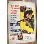 RETURN TO WARBOW movie poster, 1957, autographed by Robert Wilkie, horizontal and vertical folds, to