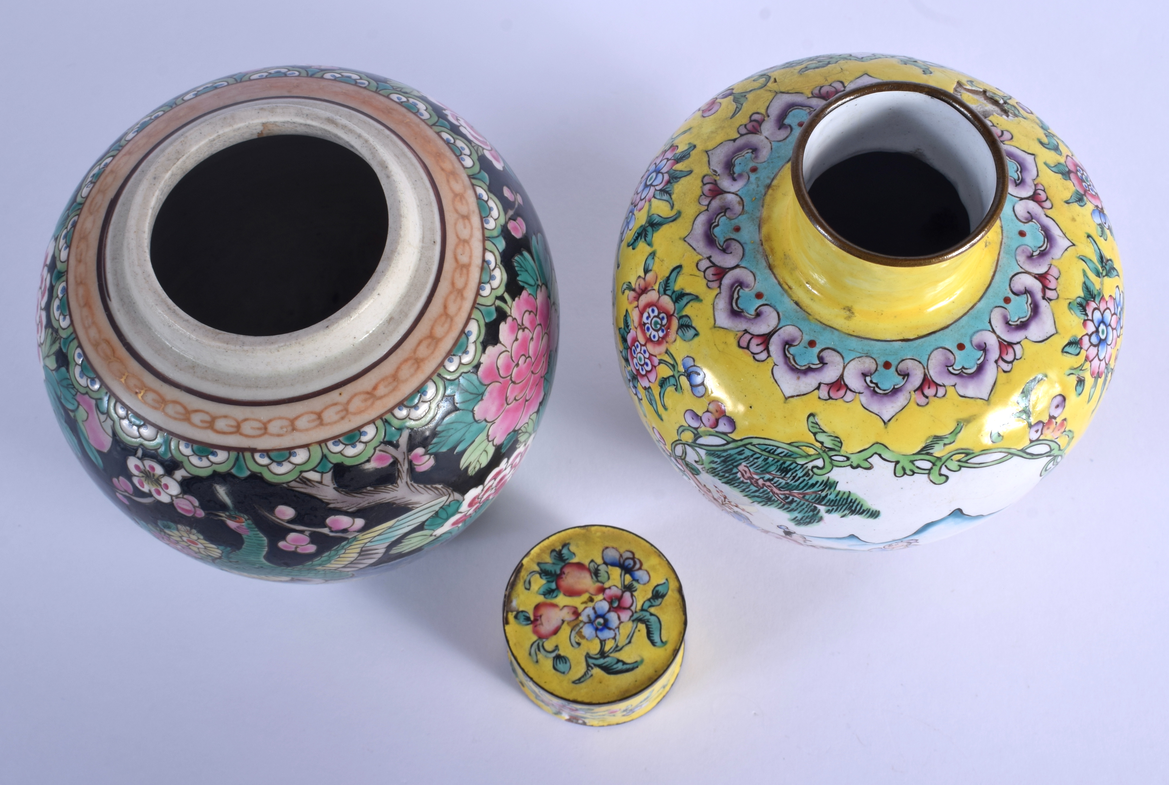 A 19TH CENTURY CHINESE FAMILLE ROSE STRAITS JAR AND COVER Qing, painted with flowers & a ginger jar. - Image 3 of 4