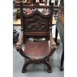 A 19TH CENTURY JAPANESE MEIJI PERIOD CARVED AND LACQUERED WOOD DRAGON CHAIR. 120 cm x 74 cm.