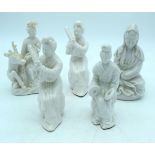 Five Chinese Blanc de Chine figures 15cm (5)