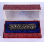 A BOXED THAI SILVER NIELLO BOTTLE. 20 grams. 7 cm high.