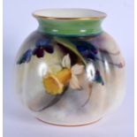 Royal Worcester quadrilobed vase and cover painted with a daffodil and violets date code for 1905.