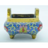 A Chinese bronze Cloisonne censer 11 x 8 cm .