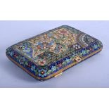 A LARGE CONTINENTAL SILVER AND ENAMEL CIGARETTE CASE decorated with foliage and motifs. 330 grams. 1