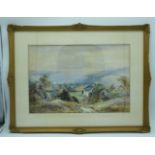 A framed watercolour by Edward Andeu of a rural scene . 33 x 48cm.
