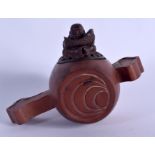 A JAPANESE CARVED BOXWOOD CARVED WOOD BOX AND COVER in the form of Daikokus hammer. 12 cm x 10 cm.