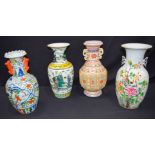 A large Chinese Famille Verte vase decorated with figures together with 3 other Chinese vases 42cm