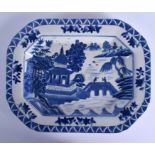 A CHINESE BLUE AND WHITE RECTANGULAR PORCELAIN DISH 20th Century. 27 cm x 21 cm.