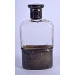AN ANTIQUE SILVER MOUNTED HIP FLASK. London 1918. 191 grams overall. 12 cm x 6 cm.