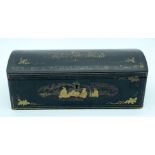 A Chinese Wooden lacquered box 27 x 10 cm.