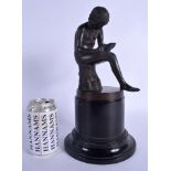 A 19TH CENTURY EUROPEAN BRONZE FIGURE OF A THORN PICKER modelled upon an ebonised base. Bronze 21 cm