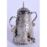 AN ANTIQUE CONTINENTAL SILVER SAMOVAR. 39 grams. 7 cm x 5.5 cm.