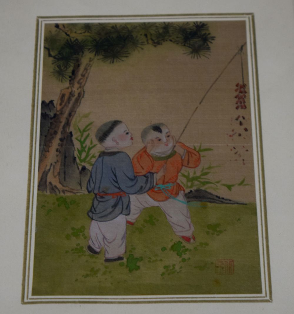 A collection of framed Chinese watercolours 23 x 28 cm (9). - Image 3 of 4