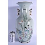 A LARGE CHINESE REPUBLICAN PERIOD FAMILLE ROSE PORCELAIN VASE painted with figures and landscapes. 4