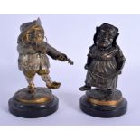 A CHARMING PAIR OF 19TH CENTURY EUROPEAN BRONZE FIGURE OF MANSION DWARVES possibly table vesta cases