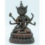 A Tibetan bronze Ushnishavijaya Buddha 17cm.