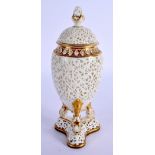 Late 19th / early 20th c. Grainger’s Worcester pot pourri vase and domed cover, the reticulated ovo