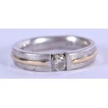 A 14CT GOLD AND SILVER DIAMOND RING. X. 10 grams.