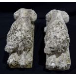 Two composite stone Lions 45 x 22cm (2).
