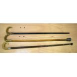 Three horn handled walking canes 94 cm (3).