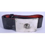 A 1970S SCOTTISH SILVER MOSS AGATE AND LEATHER BELT. Edinburgh 1977. 276 grams overall. Buckle 9.5 c