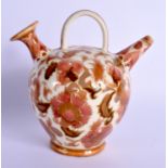 AN ANTIQUE HUNGARIAN ZSOLNAY PECS POTTERY EWER painted with flowers. 13 cm x 11 cm.