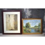 A framed photograph of an Egyptian scene and a print by Otto Hellmeier 30 x 41cm (2).