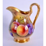 Royal Worcester jug painted with fruit by Albert Shuck, signed, date code for 1928. 10.5cm high