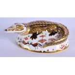 Royal Crown Derby imari paperweight Crocodile. 15cm long