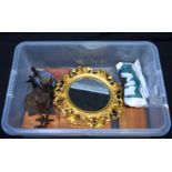 Miscellaneous group including a small gilt mirror, picture frames, stands etc 34 cm Qty.