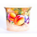 Royal Worcester match holder painted with fruit by Roberts, signed, date 1957. 6.5cm high, 7cm long