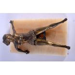 AN ART DECO COLD PAINTED EROTIC LEG SPREADING CHEROOT CUTTER formed as a nude female. 14 cm x 8 cm.