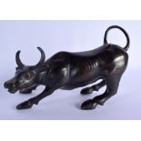 A JAPANESE TAISHO PERIOD BRONZE FIGURE OF A BULLOCK. 30 cm x 18 cm.