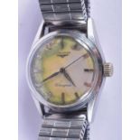 A VINTAGE LONGINES SILVER PLATED WRISTWATCH. 3 cm diameter.